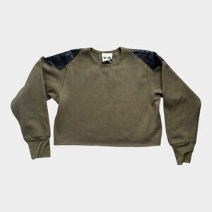 Blaque Label Cropped Dark Green Olive crewneck - size 1/ medium